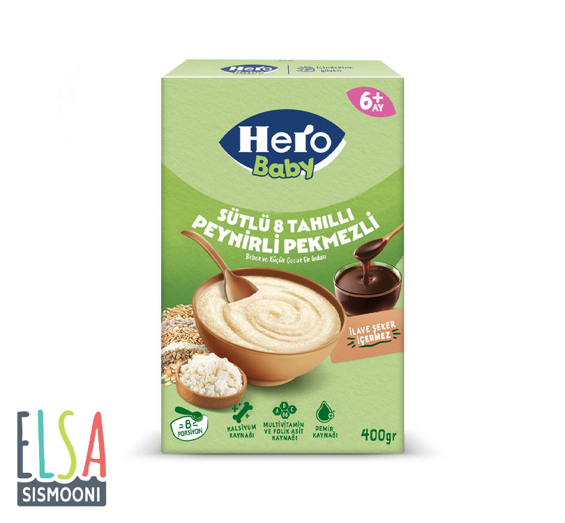 سرلاک هروبیبی هشت غله و شیره انگور و پنیر و شیر Hero Baby